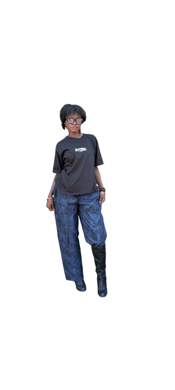 KARIBU STUDIO BLUE CAMO CARGO TROUSERS